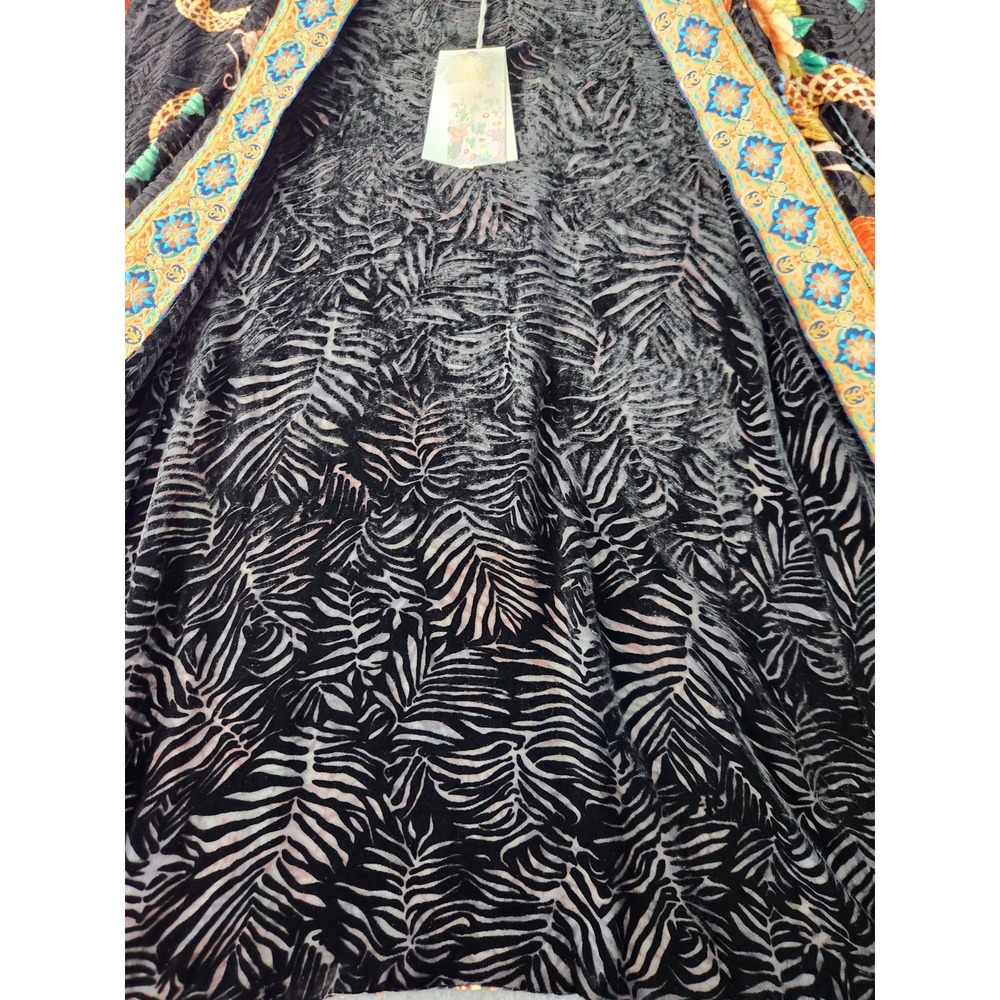 Johnny Was Merhawi Reversible Kimono XXL Black Burnout Velvet Dragon Floral NEW - Picture 9 of 16